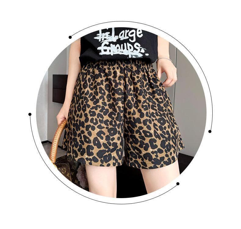 ヒョウ柄 ヒョウ柄ワイドショートパンツ