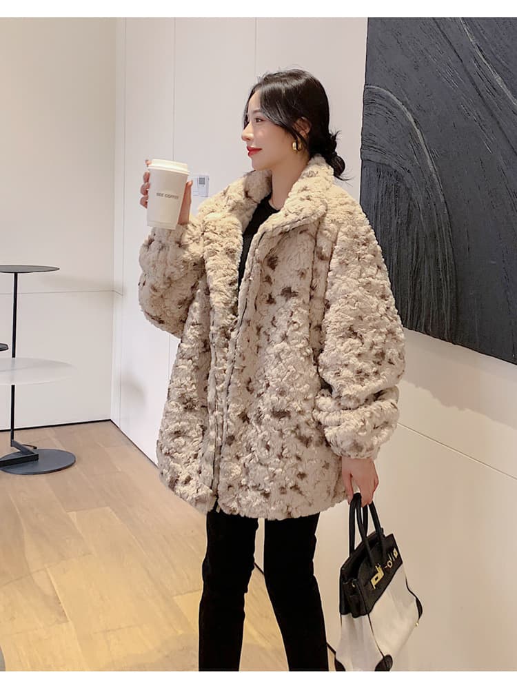 ヒョウ柄 ふわもこ カジュアル ロングコート