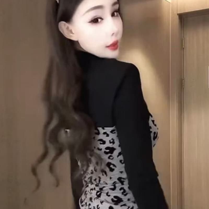 ヒョウ柄ギャザーキャミソール
