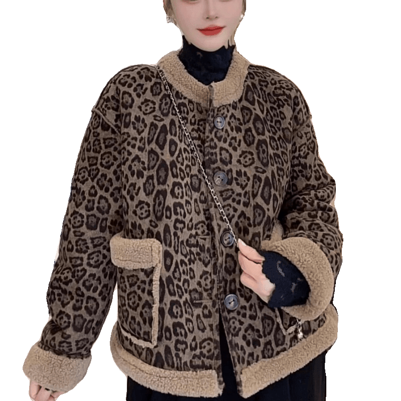 もこもこヒョウ柄シャープジャケット