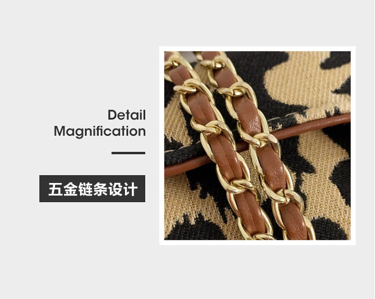 シックな円筒形ヒョウ柄ショルダーバッグ