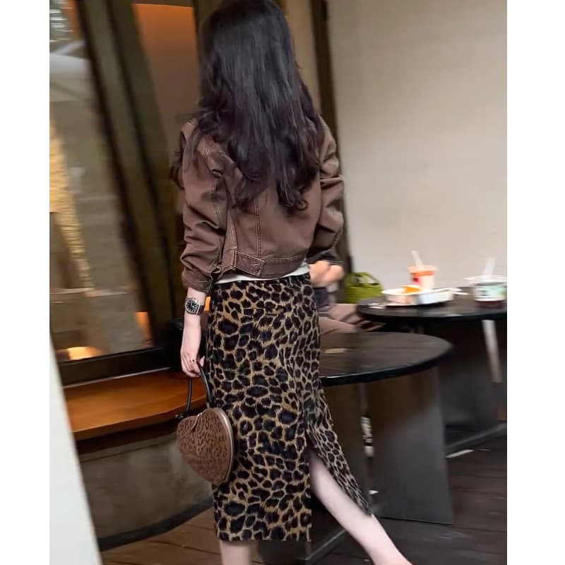 ベーシックヒョウ柄ロングスカート